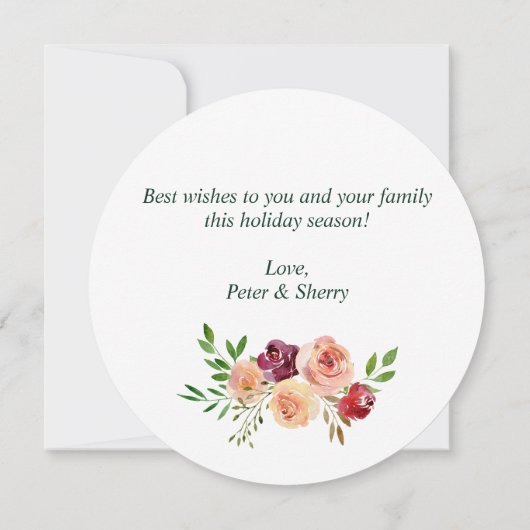 植物性エレガント緑の家族写真サークル カード (裏面)