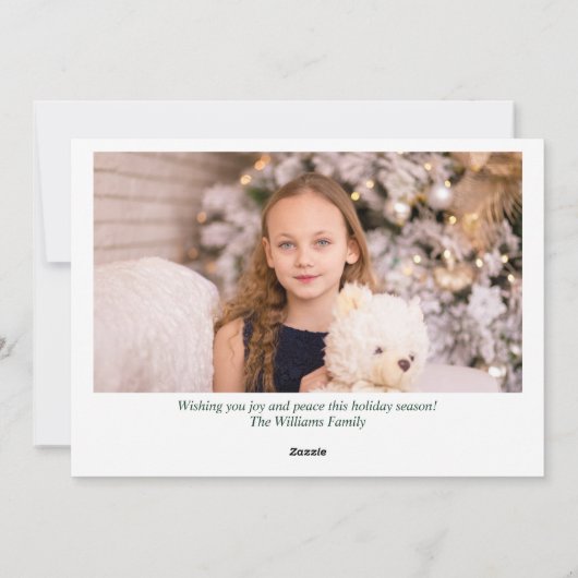 植物性エレガント緑の家族写真モダン シーズンカード (裏面)