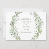 植物性エレガント緑の結婚写真 セーブザデート (正面)