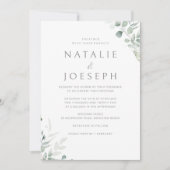 植物性エレガント緑モダン結婚草 招待状 (正面)