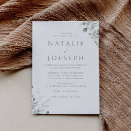 植物性エレガント緑モダン結婚草 招待状