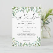 植物性エレガント緑我々はハートを行う結婚 招待状 (スタンド正面)