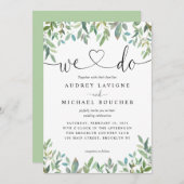 植物性エレガント緑我々はハートを行う結婚 招待状 (正面/裏面)