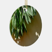 植物性エレガント緑色の草離れ草のセージ セラミックオーナメント (右)