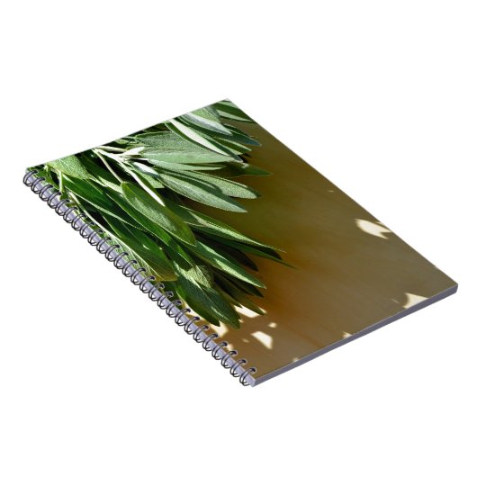植物性エレガント緑色の草離れ草のセージ ノートブック (右側)