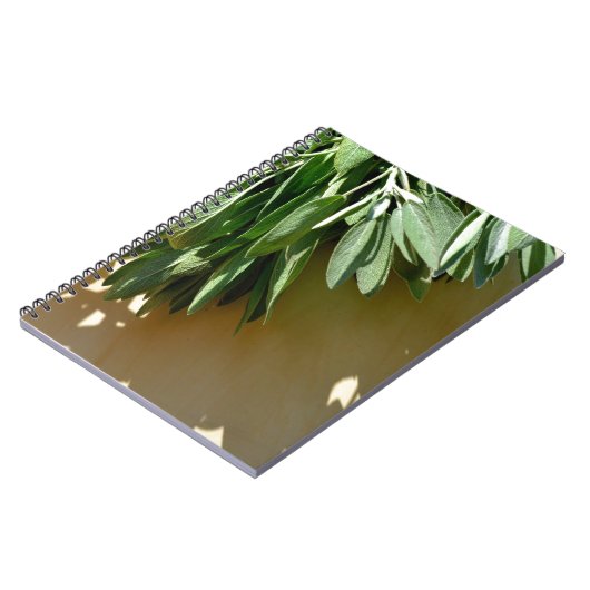 植物性エレガント緑色の草離れ草のセージ ノートブック (左側)