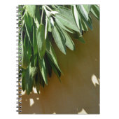 植物性エレガント緑色の草離れ草のセージ ノートブック (正面)
