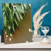 植物性エレガント緑色の草離れ草のセージ フォトプラーク (側面)