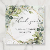 植物性エレガント緑色ユーカリ金ゴールド幾何学 フェイバータグ (裏面)