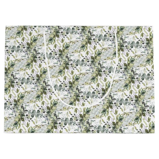 植物性エレガント緑色ユーカリ金ゴールド幾何学 ラージペーパーバッグ (正面)