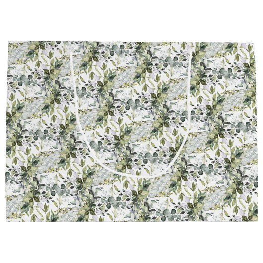 植物性エレガント緑色ユーカリ金ゴールド幾何学 ラージペーパーバッグ (裏面)
