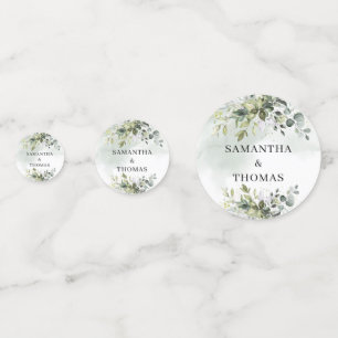 植物性エレガント緑色ユーカリ金ゴールド結婚ズ コンフェッティ