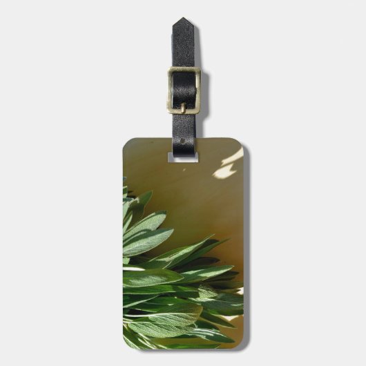 植物性エレガント緑色生刈りセージ ラゲッジタグ (正面縦)