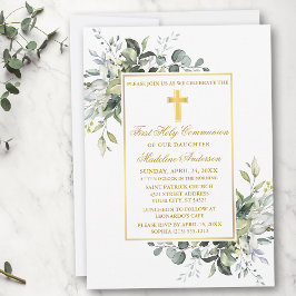 植物性エレガント緑色聖域金ゴールド 招待状