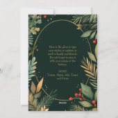 植物性エレガント緑金ゴールドの葉のクリスマス写真 シーズンカード (裏面)