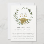 植物性エレガント葉状リース金ゴールド卒業 サンキューカード (正面)