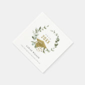 植物性エレガント葉状リース金ゴールド卒業 スタンダードカクテルナプキン (角)