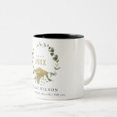 植物性エレガント葉状リース金ゴールド卒業 ツートーンマグカップ (正面右)