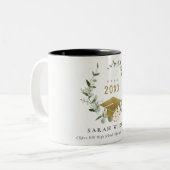 植物性エレガント葉状リース金ゴールド卒業 ツートーンマグカップ (正面左)