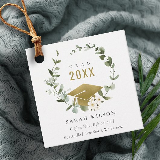 植物性エレガント葉状リース金ゴールド卒業 フェイバータグ