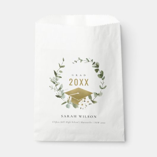 植物性エレガント葉状リース金ゴールド卒業 フェイバーバッグ (正面)