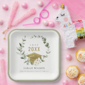 植物性エレガント葉状リース金ゴールド卒業 ペーパープレート (パーティー)