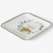 植物性エレガント葉状リース金ゴールド卒業 ペーパープレート (傾斜あり)