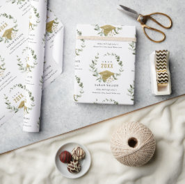 植物性エレガント葉状リース金ゴールド卒業 ラッピングペーパー