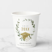 植物性エレガント葉状リース金ゴールド卒業 紙コップ (正面)