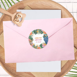 植物性オウムの水の色ジャングルベビーシャワー ラウンドシール