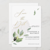 植物性オリーブ枝エレガント書 セーブザデート (正面/裏面)