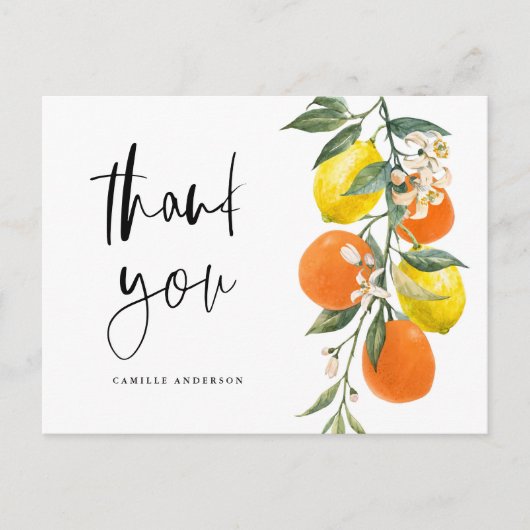 植物性オレンジとレモンの卒業ありがとう ポストカード (正面)