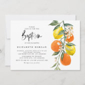 植物性オレンジとレモンガーランドバプテスマ 招待状 (正面)