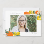 植物性オレンジとレモン写真卒業 案内状 (正面)