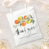 植物性オレンジとレモン赤ちゃんシャワーありがとう フェイバーバッグ (クリップ留めされた状態)