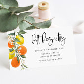 植物性オレンジとレモン赤ちゃんシャワー登録 エンクロージャーカード