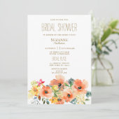 植物性オレンジイエローピンクフローラブライダルシャワー 招待状 (スタンド正面)