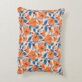 植物性オレンジブルーリリー花柄 アクセントクッション (裏面(縦))
