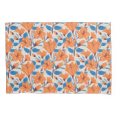 植物性オレンジブルーリリー花柄 枕カバー (正面左)