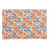 植物性オレンジブルーリリー花柄 枕カバー (正面右)