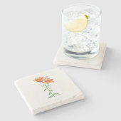 植物性オレンジリリーを持つ石のコースター：レドゥーテ ストーンコースター (横)