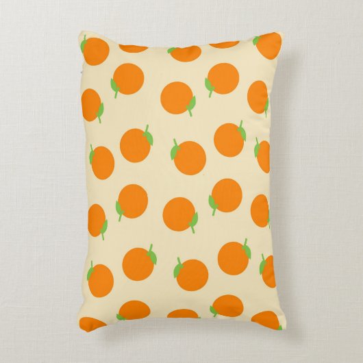 植物性オレンジ柑橘類フルーツパターン アクセントクッション (正面(垂直))