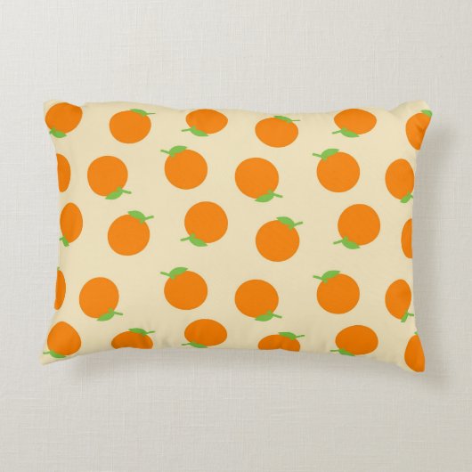 植物性オレンジ柑橘類フルーツパターン アクセントクッション (裏面)