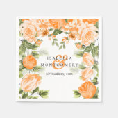 植物性オレンジ結婚フローラ スタンダードカクテルナプキン (正面)