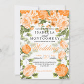 植物性オレンジ結婚フローラ 招待状 (正面)
