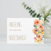 植物性オレンジ色の黄色のピンクの夏のフローラブリデスメイド 招待状 (スタンド正面)