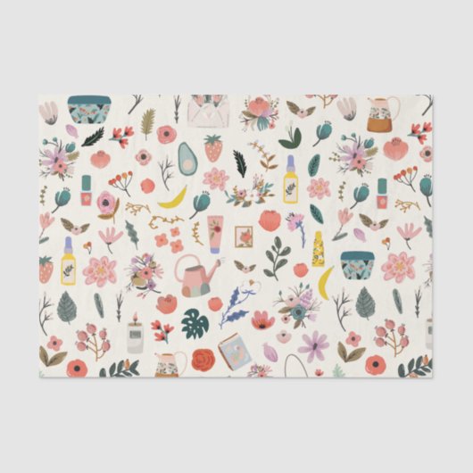 植物性オーガニック美しい自然パターン 薄葉紙 (正面)