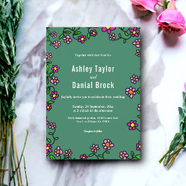 植物性カラフルバラ素朴結婚フローラ 招待状