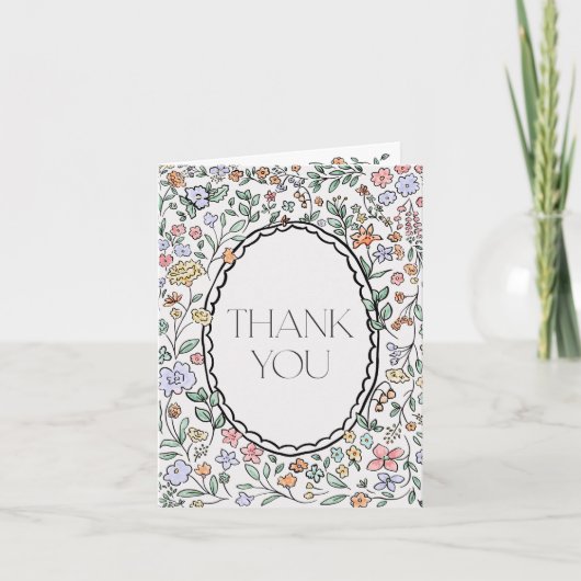 植物性カラフルブライダルシャワーサンキューカード 招待状 (正面)