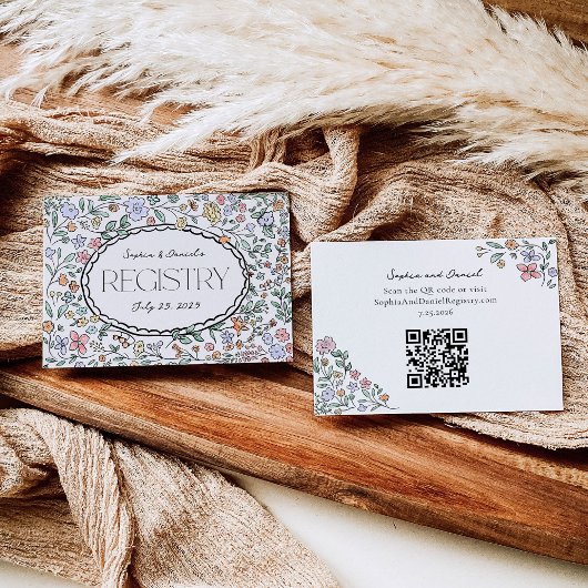 植物性カラフルブライダルシャワー登録票 エンクロージャーカード